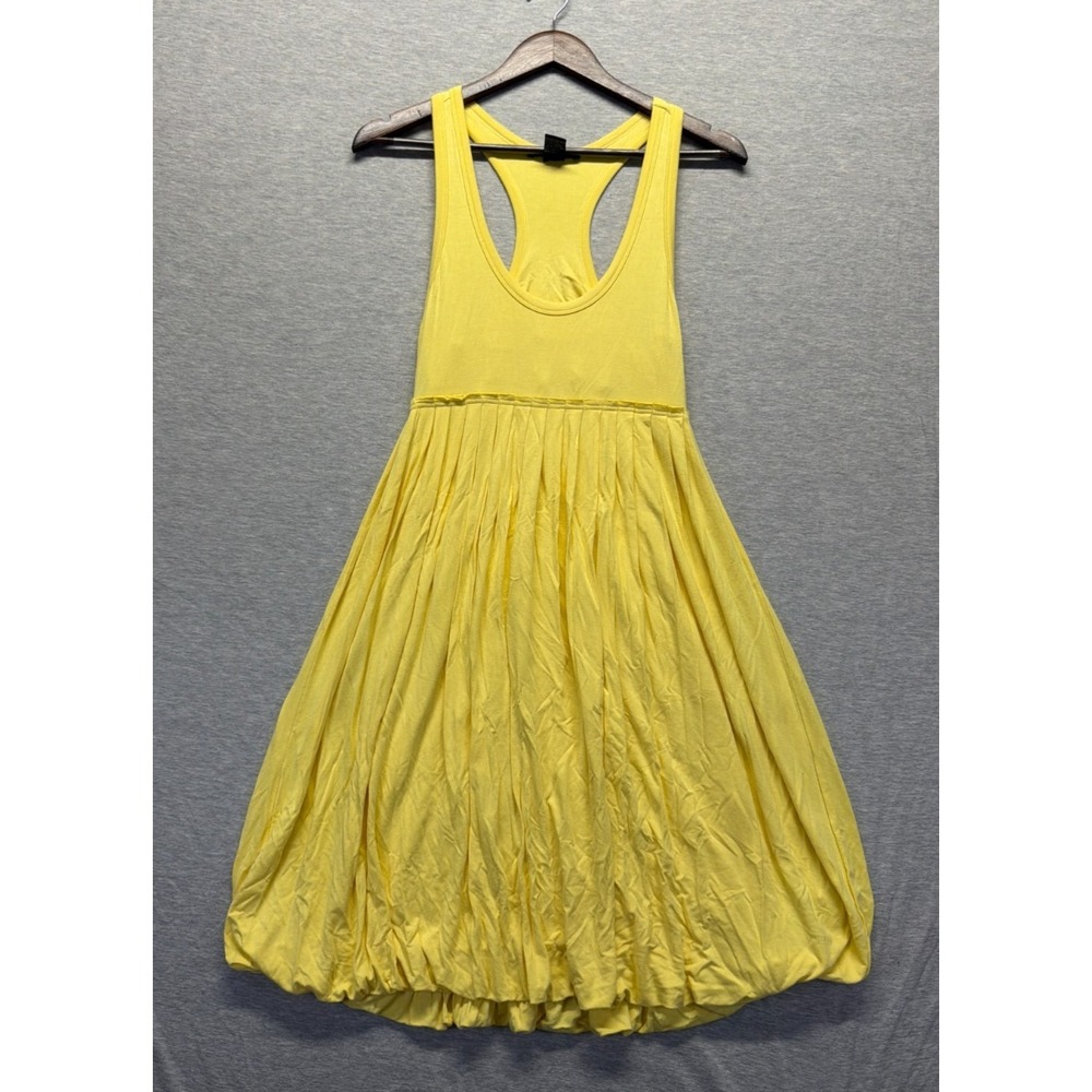 Boston Proper Fit & Flare Dress Women's XS Yellow Empire Banded‎ Waist Racerback